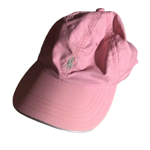 Ralph Lauren Golf Pink Baseball Cap Silver Pony Tree Logo Trim Adjustable